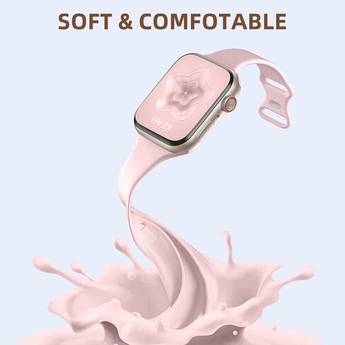 أحزمة WJK رفيعة متوافقة مع أحزمة ساعة Apple للنساء 40 مم 38 مم 41 مم 42 مم 44 مم 45 مم، أشرطة سيليكون لسلسلة IWatch 9/8/7/6/5/4/3/2/1 in Kuwait