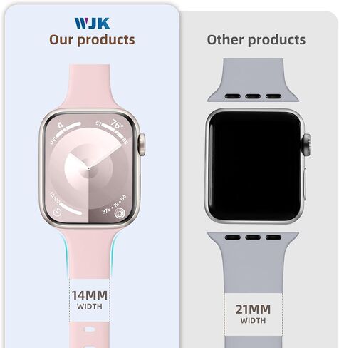 أحزمة WJK رفيعة متوافقة مع أحزمة ساعة Apple للنساء 40 مم 38 مم 41 مم 42 مم 44 مم 45 مم، أشرطة سيليكون لسلسلة IWatch 9/8/7/6/5/4/3/2/1 in Kuwait