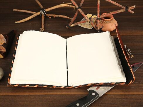 Ward Off Evil Eye Protection Leather Journal Hocus Pocus Spell Book of Shadows Grimoire Notebook for Men Women Decor Prop Blank Unlined Deckle Edge Paper Third Eye Vintage Diary with Clasp Lock in Saudi Arabia