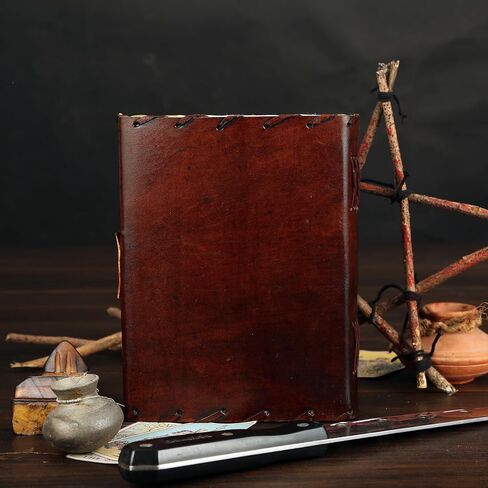 Ward Off Evil Eye Protection Leather Journal Hocus Pocus Spell Book of Shadows Grimoire Notebook for Men Women Decor Prop Blank Unlined Deckle Edge Paper Third Eye Vintage Diary with Clasp Lock in Saudi Arabia