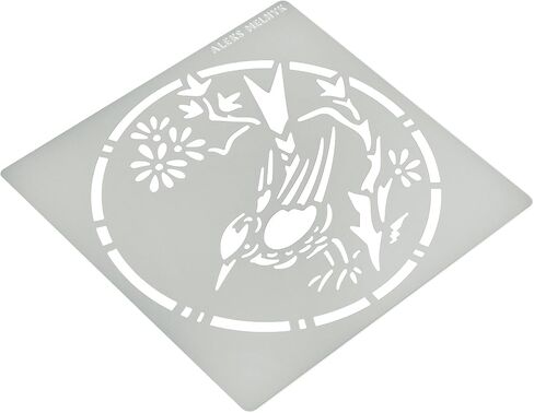 Aleks Melnyk No.467 استنسل معدني، طائر على فرع شجرة، فروع مع زهور، حيوانات برية، استنسل صغير، قطعة واحدة، قالب لحرق الخشب، النقش، الصياغة، سجل القصاصات، الفن in Kuwait