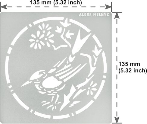 Aleks Melnyk No.467 استنسل معدني، طائر على فرع شجرة، فروع مع زهور، حيوانات برية، استنسل صغير، قطعة واحدة، قالب لحرق الخشب، النقش، الصياغة، سجل القصاصات، الفن in Kuwait