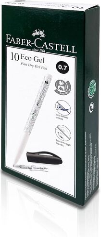 Faber-Castell Sustainable Eco Gel Fast Dry Pen Made From 100% Recycled Plastic - Super Smooth Gel Ink, Ergonomic Writing, Non-Smudging & Non-Smear (Box of 10) (0.5mm Black) in Saudi Arabia