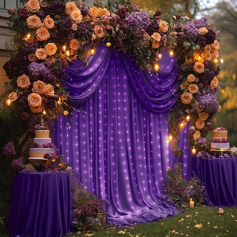 10x10ft Navy Blue Backdrop Curtains with Lights Photo Drapes Wrinkle Free Fabric Backdrop Curtain for Wedding Birthday Party Baby Shower Bridal Shower Home Party Background Decorations in Saudi Arabia