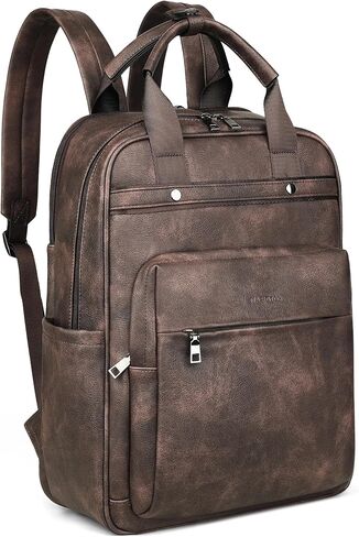 MASINTOR Leather Laptop Backpack for Women, Stylish Computer Backpack College Business Work Shoulder Bags Work and Travel Retro Green in Kuwait