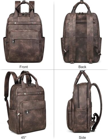MASINTOR Leather Laptop Backpack for Women, Stylish Computer Backpack College Business Work Shoulder Bags Work and Travel Retro Green in Kuwait