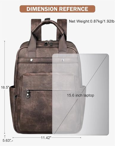 MASINTOR Leather Laptop Backpack for Women, Stylish Computer Backpack College Business Work Shoulder Bags Work and Travel Retro Green in Kuwait