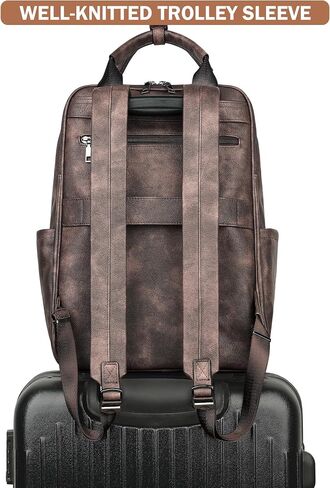 MASINTOR Leather Laptop Backpack for Women, Stylish Computer Backpack College Business Work Shoulder Bags Work and Travel Retro Green in Kuwait