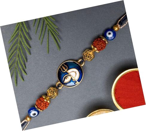 Adult Rakhi | Rakhi for Brother :Rakhi for Bhaiya :Handcrafted mauli Rakhi Combo with Greeting Card & Roli Chawal: Rakshabandhan Traditional moli Rakhi for Men in Saudi Arabia
