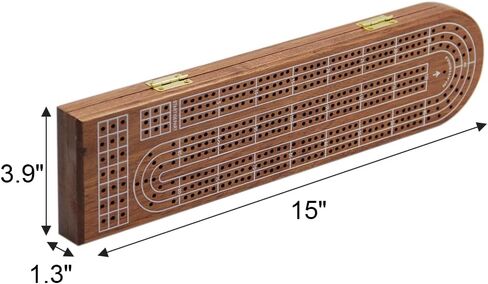 Juegoal Wood Cribbage Board Game Set 3 Tracks with Metal Pegs, Cards, Storage Area in Kuwait