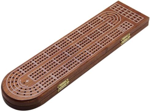 Juegoal Wood Cribbage Board Game Set 3 Tracks with Metal Pegs, Cards, Storage Area in Kuwait