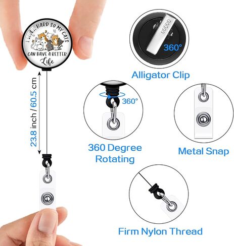 YAZMEEN I Work Hard So My Cats Can Have A Better Life Retractable Badge Reel with Alligator Clip Funny ID Badge Holder for Cat Lover Cute Cats Badge Clear Card Holder for Office Worker Nurse Doctor in Saudi Arabia