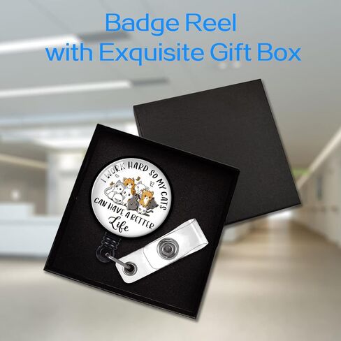 YAZMEEN I Work Hard So My Cats Can Have A Better Life Retractable Badge Reel with Alligator Clip Funny ID Badge Holder for Cat Lover Cute Cats Badge Clear Card Holder for Office Worker Nurse Doctor in Saudi Arabia