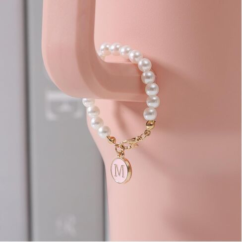 Letter Charm Accessories for Stanley Cup, Pearl Chain Initial Name ID Personalized Handle Charm for Stanley Tumbler Handle Charms in Saudi Arabia