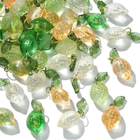 DanLingJewelry 20Pcs 5 Styles Fruit Lampwork Glass Pendants 3D Fruit Beads with Findings Glass Food Charms for DIY Crafts Jewelry Making in Kuwait