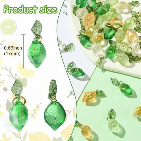 DanLingJewelry 20Pcs 5 Styles Fruit Lampwork Glass Pendants 3D Fruit Beads with Findings Glass Food Charms for DIY Crafts Jewelry Making in Kuwait