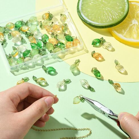 DanLingJewelry 20Pcs 5 Styles Fruit Lampwork Glass Pendants 3D Fruit Beads with Findings Glass Food Charms for DIY Crafts Jewelry Making in Kuwait