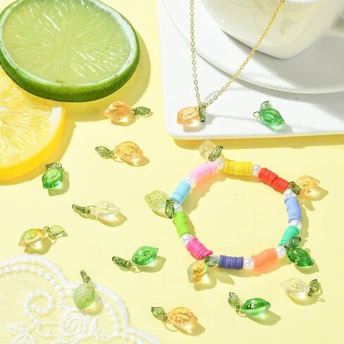 DanLingJewelry 20Pcs 5 Styles Fruit Lampwork Glass Pendants 3D Fruit Beads with Findings Glass Food Charms for DIY Crafts Jewelry Making in Kuwait