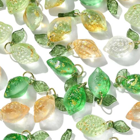 DanLingJewelry 20Pcs 5 Styles Fruit Lampwork Glass Pendants 3D Fruit Beads with Findings Glass Food Charms for DIY Crafts Jewelry Making in Kuwait