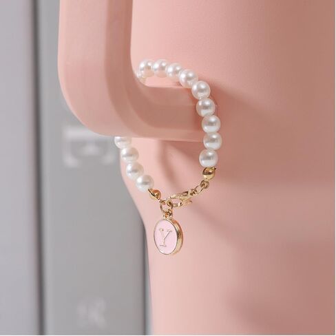 Letter Charm Accessories for Stanley Cup, Pearl Chain Initial Name ID Personalized Handle Charm for Stanley Tumbler Handle Charms in Saudi Arabia