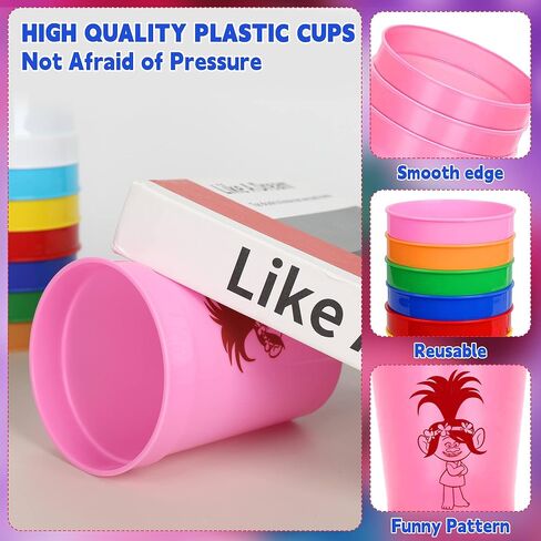 Cartoon Plastic Cups Happy Birthday Party Supplies 12 OZ Reusable Durable Kids Cups 3 Styles Drinking Toddler Cups with Variety Artwork Fun Drinkware Theme Party Supplies Birthday Party Decorations in Saudi Arabia
