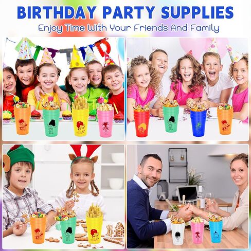 Cartoon Plastic Cups Happy Birthday Party Supplies 12 OZ Reusable Durable Kids Cups 3 Styles Drinking Toddler Cups with Variety Artwork Fun Drinkware Theme Party Supplies Birthday Party Decorations in Saudi Arabia