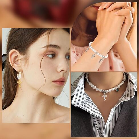 SUNNYCLUE 1 صندوق 50 قطعة من سحر الصليب على الطراز التبتي العتيقة الفضية والبرونزية والصليب سحر السائبة عيد الفصح عطلة الصليب شكل صليب صغير زهرة الورد سحر لصنع المجوهرات سحر مسبحة لوازم DIY in Saudi Arabia