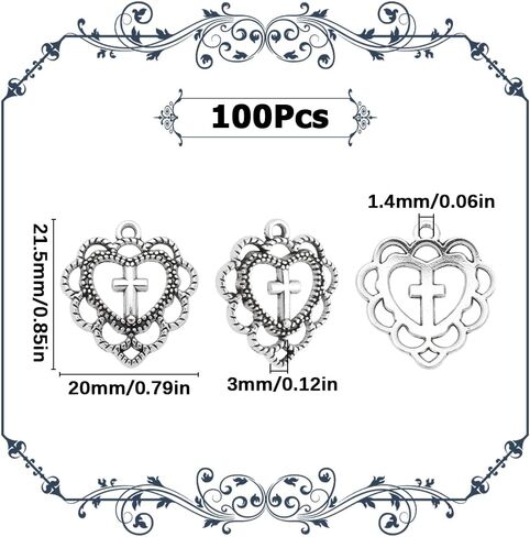 SUNNYCLUE 1 Box 50Pcs Cross Charms Tibetan Style Antique Silver Bronze Rose Cross Charm Bulk Easter Holiday Cross Crucifix Shape Small Rose Flower Charms for Jewelry Making Charm Rosary DIY Supplies in Saudi Arabia