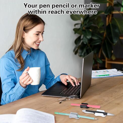 Thinp 6 حزم حامل قلم رصاص، حامل قلم سيليكون لاصق مكتب قلم رصاص حامل علامة مغناطيسية حامل مكتب جدار حامل قلم رصاص لمكتب الفصول الدراسية قلم رصاص وقوف السيارات الحافظة (أسود أبيض رمادي) in Saudi Arabia