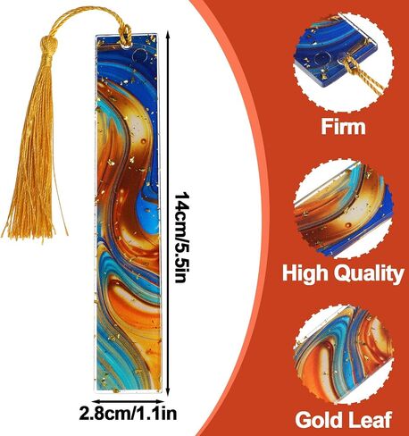 Book Page Holder, Glitter Resin Bookmarks with Tassels Thumb Bookmark Holder Book Mark Set Handmade Transparent Page Marker Book Accessories Gift for Women Read Lovers Students Teachers (Gold) in Saudi Arabia