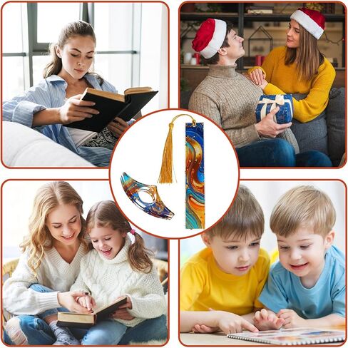 Book Page Holder, Glitter Resin Bookmarks with Tassels Thumb Bookmark Holder Book Mark Set Handmade Transparent Page Marker Book Accessories Gift for Women Read Lovers Students Teachers (Gold) in Saudi Arabia