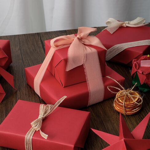 Merture Kraft Wrapping Paper Roll, Hot Red Gift Wrap - 17 In X 32.8 Ft Paper for Christmas, Wedding, Valentine's Day, Mother's Day, Wedding - 1 Roll (46.5 sq.ft.ttl.) in Saudi Arabia