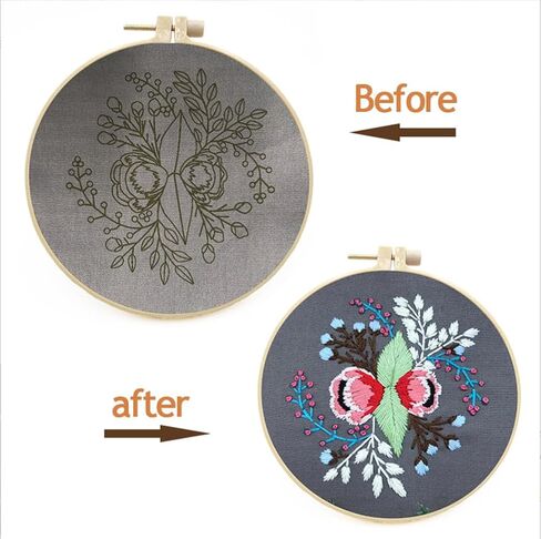 Meecaa XXXX Embroidery Kit Starter Set, Hand Embroidery Set,Pattern Printed Cross Stitch Set for Beginner Adults, with Embroidery Hoop and Instructions (Peacock) in Saudi Arabia