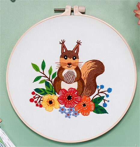 Meecaa XXXX Embroidery Kit Starter Set, Hand Embroidery Set,Pattern Printed Cross Stitch Set for Beginner Adults, with Embroidery Hoop and Instructions (Peacock) in Saudi Arabia