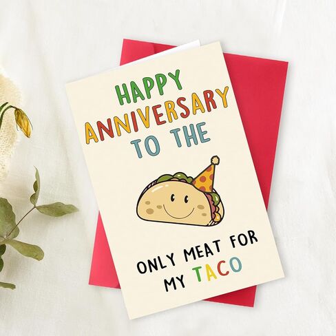 OJsensai Cute Anniversary Taco Gifts for Men Him, Cool Aday Card for Husband Boyfriend Fiance, Happy Wedding Anniversary from Wife Girlfriend Fiancee in Kuwait