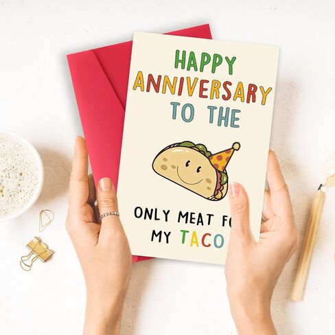 OJsensai Cute Anniversary Taco Gifts for Men Him, Cool Aday Card for Husband Boyfriend Fiance, Happy Wedding Anniversary from Wife Girlfriend Fiancee in Kuwait