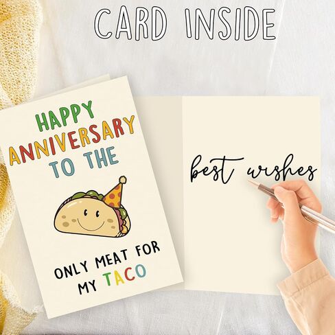 OJsensai Cute Anniversary Taco Gifts for Men Him, Cool Aday Card for Husband Boyfriend Fiance, Happy Wedding Anniversary from Wife Girlfriend Fiancee in Kuwait