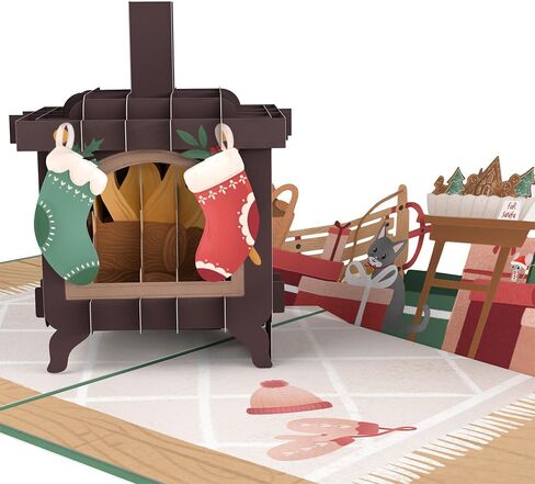 Lovepop Christmas Pop-Up Card for Her and Him - 3D Holiday Greeting Cards - Coze Fireplace 5" x 7" Stocking - Blank Note Card & Envelope Included in Saudi Arabia