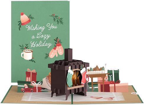 Lovepop Christmas Pop-Up Card for Her and Him - 3D Holiday Greeting Cards - Coze Fireplace 5" x 7" Stocking - Blank Note Card & Envelope Included in Saudi Arabia