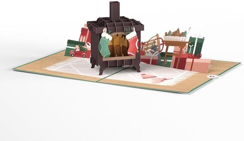 Lovepop Christmas Pop-Up Card for Her and Him - 3D Holiday Greeting Cards - Coze Fireplace 5" x 7" Stocking - Blank Note Card & Envelope Included in Saudi Arabia