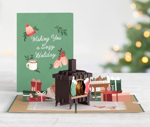 Lovepop Christmas Pop-Up Card for Her and Him - 3D Holiday Greeting Cards - Coze Fireplace 5" x 7" Stocking - Blank Note Card & Envelope Included in Saudi Arabia