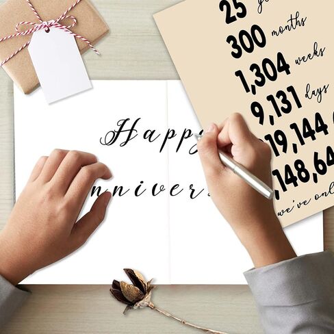 YiKaLus Large 25th Anniversary Card for Couples, Retro 25 Years Wedding Aday Gift Ideas for Him Her, Unique Silver Aday Gifts for Husband Wife in Kuwait