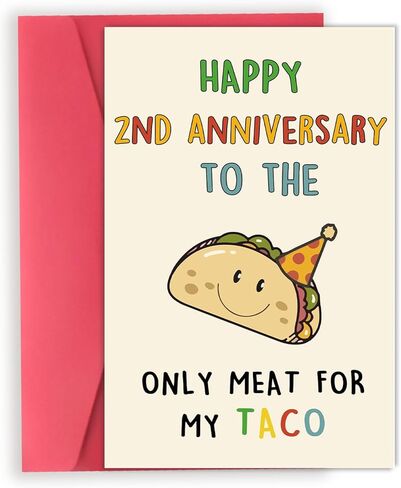 OJsensai Cute Anniversary Taco Gifts for Men Him, Cool Aday Card for Husband Boyfriend Fiance, Happy Wedding Anniversary from Wife Girlfriend Fiancee in Kuwait