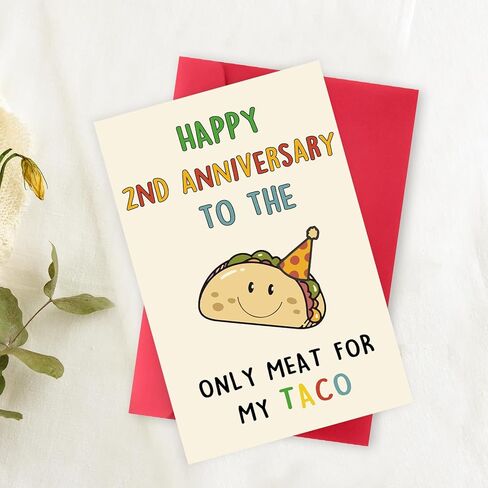 OJsensai Cute Anniversary Taco Gifts for Men Him, Cool Aday Card for Husband Boyfriend Fiance, Happy Wedding Anniversary from Wife Girlfriend Fiancee in Kuwait