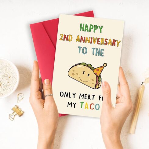 OJsensai Cute Anniversary Taco Gifts for Men Him, Cool Aday Card for Husband Boyfriend Fiance, Happy Wedding Anniversary from Wife Girlfriend Fiancee in Kuwait