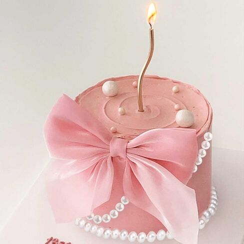 Pink Ribbon Bow Cake Topper Pearl Cake Decor Coquette Birthday Cake Bachelorette Coquette Birthday Party Bow Party Decorations in Saudi Arabia