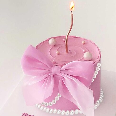 Pink Ribbon Bow Cake Topper Pearl Cake Decor Coquette Birthday Cake Bachelorette Coquette Birthday Party Bow Party Decorations in Kuwait