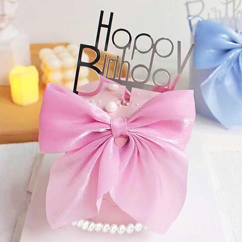 Pink Ribbon Bow Cake Topper Pearl Cake Decor Coquette Birthday Cake Bachelorette Coquette Birthday Party Bow Party Decorations in Kuwait