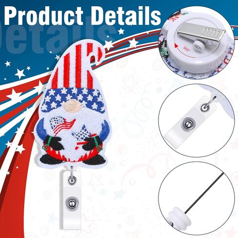 8 Pieces Holiday Badge Reels Gnome Badge Holder Felt Embroidered Retractable Badge Reel Holder with Alligator Clip for Christmas Nurse Doctor Employees (Likable Style) in Kuwait