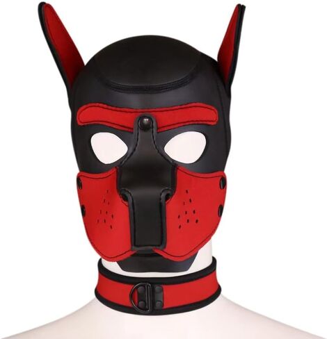 XL Adults Neoprene Pup Hood with Collar, Pup Mask, Pup Play Hood, Removable Dog Full Face Pup Hood Mask in Saudi Arabia